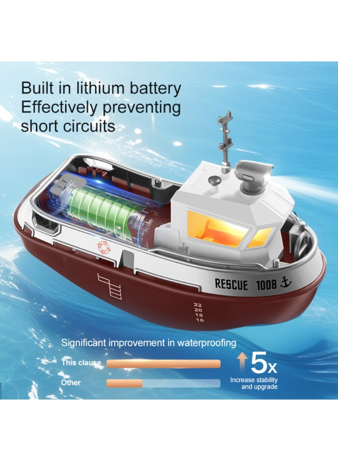 Mini Wireless Remote Control Boat 2.4G Electric Charging Toy Ship Children's Water Play Gift Forward Backward Left Right Turn Dual Motor Drive Light Switch 2 Speed Settings-Color:S820 Brown-Mini Remote Control Ship-color Boxed  - Image 4