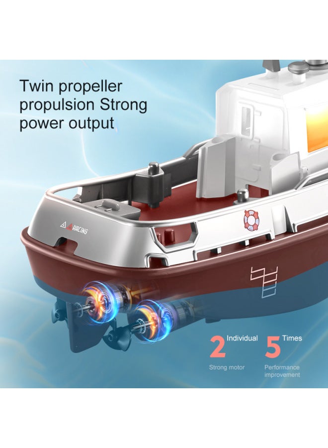 Mini Wireless Remote Control Boat 2.4G Electric Charging Toy Ship Children's Water Play Gift Forward Backward Left Right Turn Dual Motor Drive Light Switch 2 Speed Settings-Color:S820 Brown-Mini Remote Control Ship-color Boxed  - Image 5