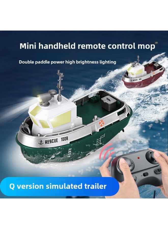 Mini Wireless Remote Control Boat 2.4G Electric Charging Toy Ship Children's Water Play Gift Forward Backward Left Right Turn Dual Motor Drive Light Switch 2 Speed Settings-Color:S820 Brown-Mini Remote Control Ship-color Boxed  - Image 2