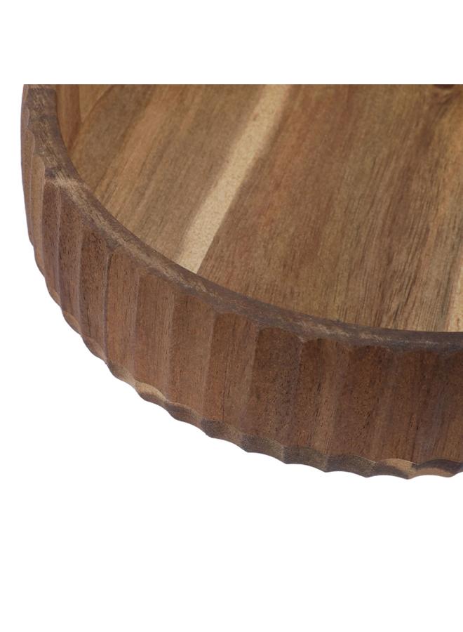 Wooden Bowl 22 Cm Round Dark Brown - Image 3