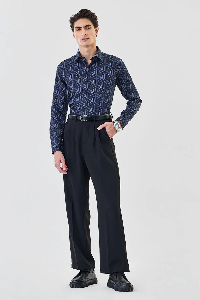 SNITCH Geometric Slim Fit Luxe Shirt