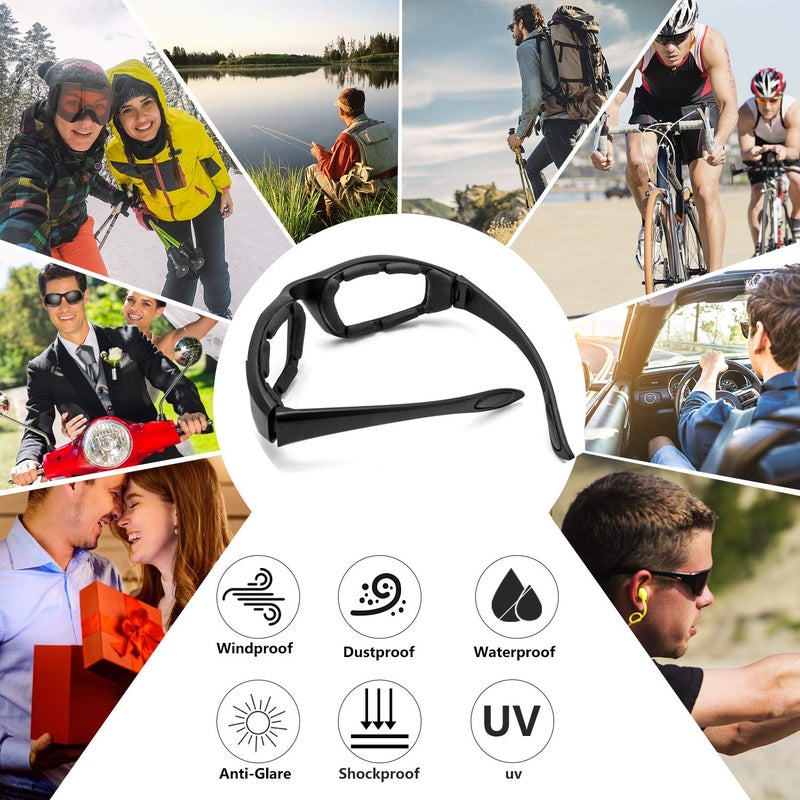 surpassme 4 Pair Motorcycle Riding Glasses Padding Goggles UV Protection Dustproof Windproof Motorcycle Sunglasses for Outdoor Actives - Image 2