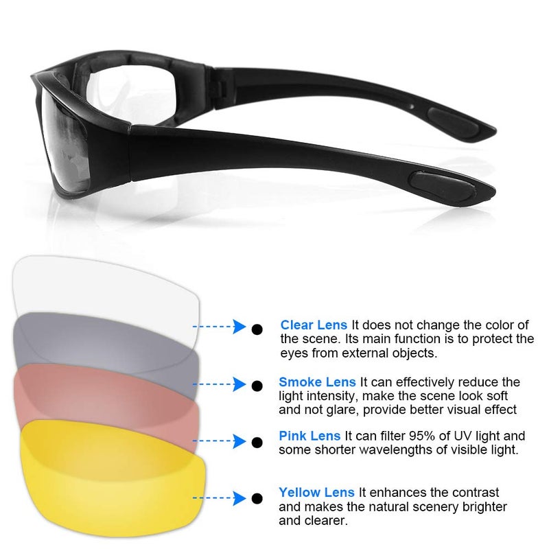 surpassme 4 Pair Motorcycle Riding Glasses Padding Goggles UV Protection Dustproof Windproof Motorcycle Sunglasses for Outdoor Actives - Image 5