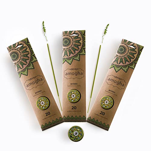 Amogha Incense Sticks in Flat Pouch with Mirror Holder-Set of 3 (Myrrh) - Image 1