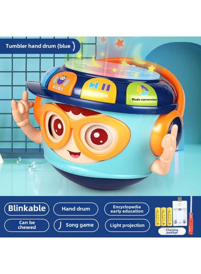 Children's Tumbler Hand Drumming Puzzle Early Education 0-1 Years Old Baby Music Drumming 3-6 Months Baby Toys-Color: Charging Version-multi-function Tumbler - Image 1