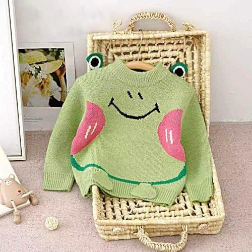 Bold N Elegant 3D Happy Face Patch Kid's Full Sleeve Warm Woolen Winter Holiday Party Pullover Sweater Cardigan for Boys & Girls (2-3 Years, Green) - Image 2
