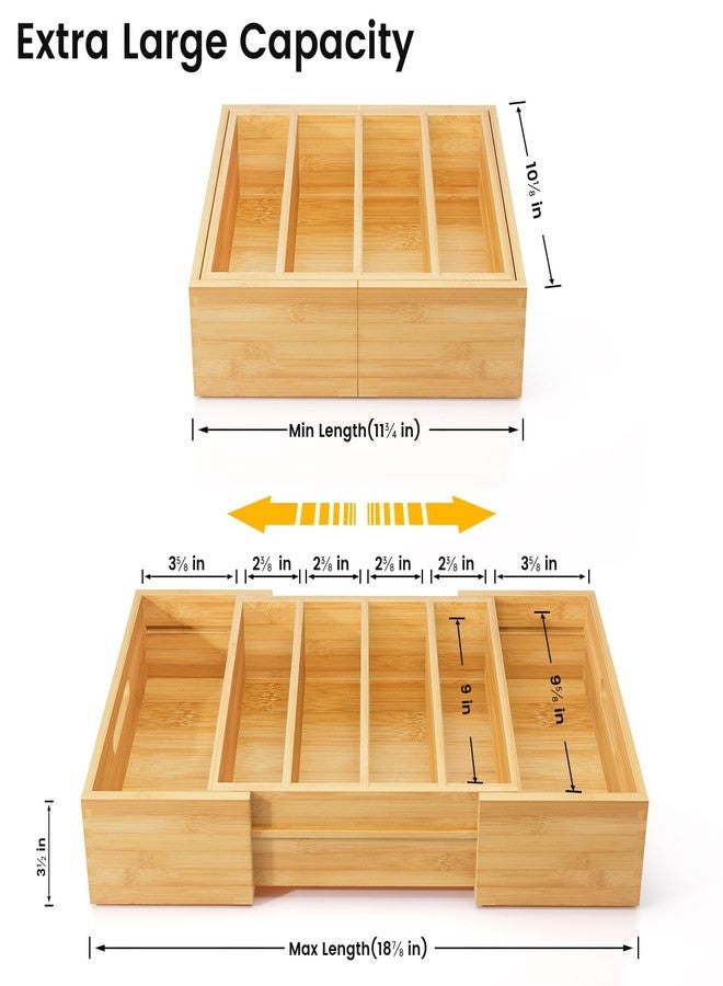 Kiasthome Expandable Bamboo Lid Organizers Inside Cabinet, Kitchen Cabinet Organizers with 3 Adjustable Dividers, Storage Plastic Lids, Food Container Lid Holder Organizer for Drawer Pantry, Nature - Image 2