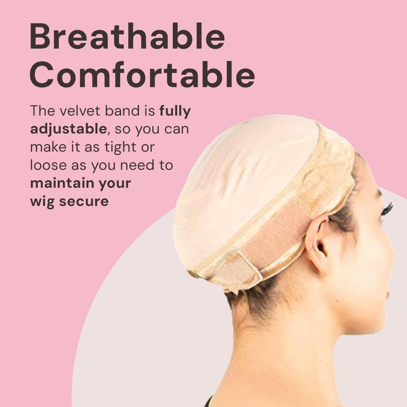 MILANO COLLECTION Lace Wig Grip Cap for Women, Adjustable Wig Caps for Women Non Slip with Headband to Secure Lace Top Perfectly in Place, One Size Fits All, Nude - Image 3