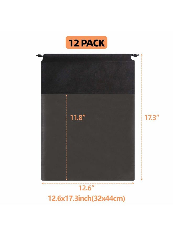 TENABORT 12 Pack Portable Shoe Bags for Travel Large Shoes Pouch Storage Organizer Clear Window with Drawstring for Men and Women Black - Image 2