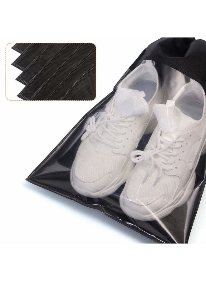 TENABORT 12 Pack Portable Shoe Bags for Travel Large Shoes Pouch Storage Organizer Clear Window with Drawstring for Men and Women Black - Image 5