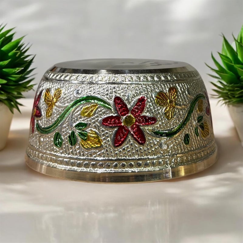 Traditional Brass Serving Bowl with Meena Design 250 ml Capacity Brass Coloured Bowl 250 ml PITAL KATORI Meena Design KATORI Bowl Indian Traditional Serving Bowl 250ml