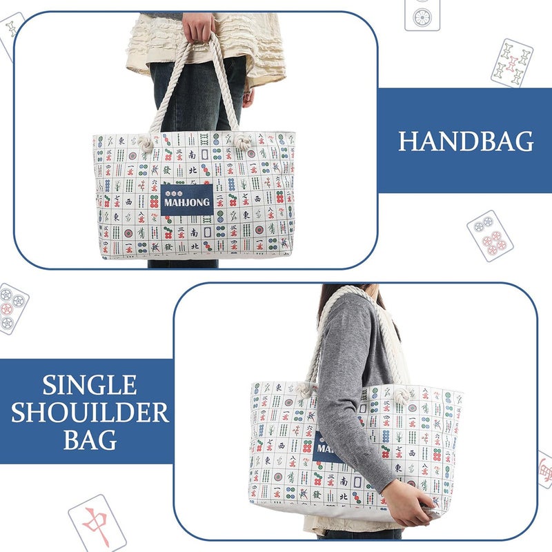 Printed Mahjong Tote Bag 3-Piece Set - Image 3