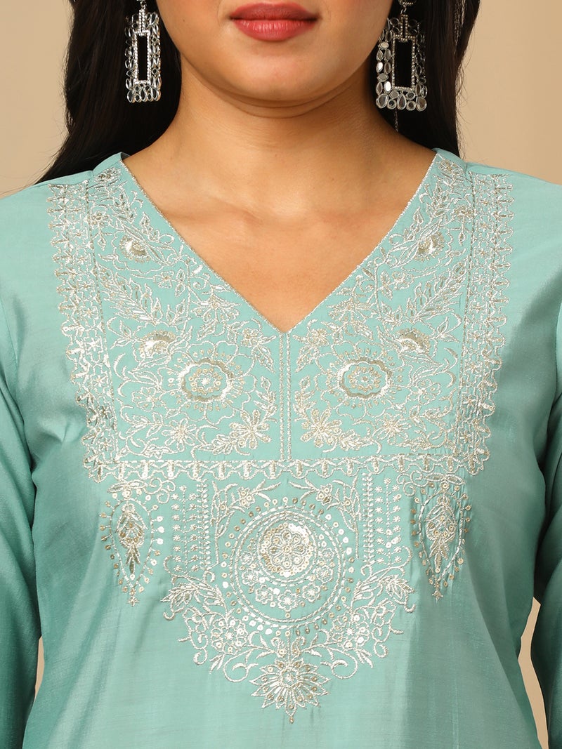 globus Globus Women Ethnic Motifs Yoke Design Thread Work Kurta - Image 4