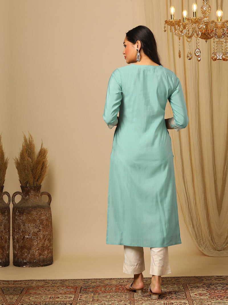 globus Globus Women Ethnic Motifs Yoke Design Thread Work Kurta - Image 3