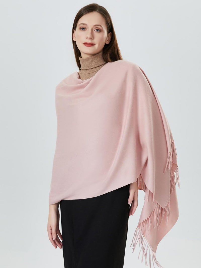 QBSM Womens Light Baby Pink Large Winter Pashmina Formal Bridal Evening Dress Scarfs Shawls Wraps - Image 4