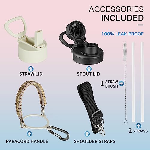 KXIAOCHEN Insulated Water Bottle, Stainless Steel Water Bottle, 2 Lids (Straw and Handle Lid),Wide Mouth Metal Water Bottles Keep Hot and Cold, Double Walled, Thermo Mug, Metal Canteen - Image 4