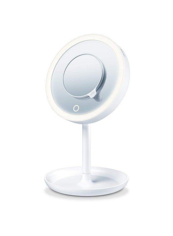 Beurer Illuminated 5X Vanity And Cosmetics Mirror Touch Sensor Surface Storage Tray With Portable Magnetic Magnifying Makeup Mirror White Led Light And Dimmer Cordless 360° Rotation Bs45 - Image 1