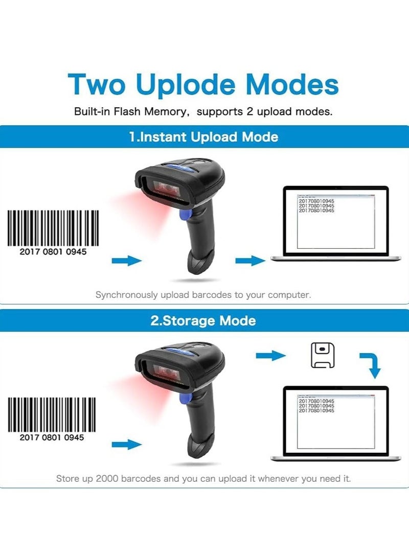 Generic - 2D Barcode Scanner, Compatible with 2.4G Wireless & Bluetooth & USB Wired Connection, Connect Smart Phone, Tablet, PC, CCD Bar Code Reader Work with Windows, Mac, Android - Image 1