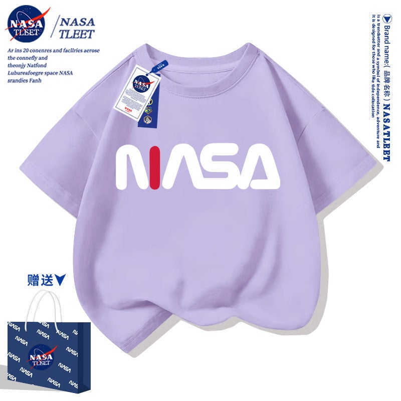 Nasa Co-Branded 2025 Kidsren's Short-Sleeved T-Shirts for Boys and Girls, Casual Trendy Cool Cotton Summer Casual Tops for Small and Medium-Sized Kidsren - Image 1