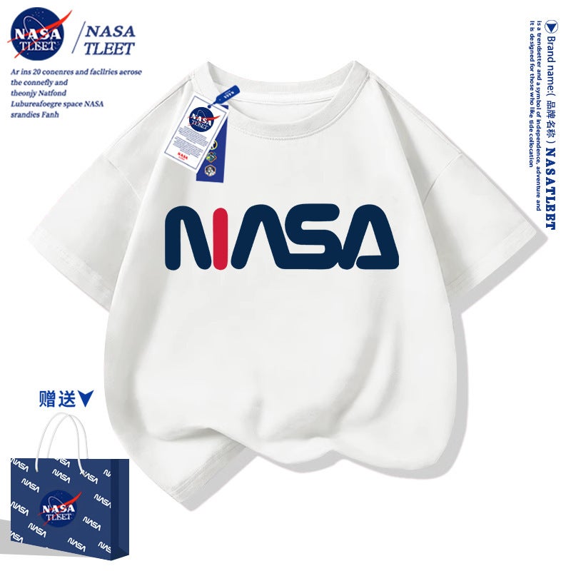Nasa Co-Branded 2025 Kidsren's Short-Sleeved T-Shirts for Boys and Girls, Casual Trendy Cool Cotton Summer Casual Tops for Small and Medium-Sized Kidsren - Image 2