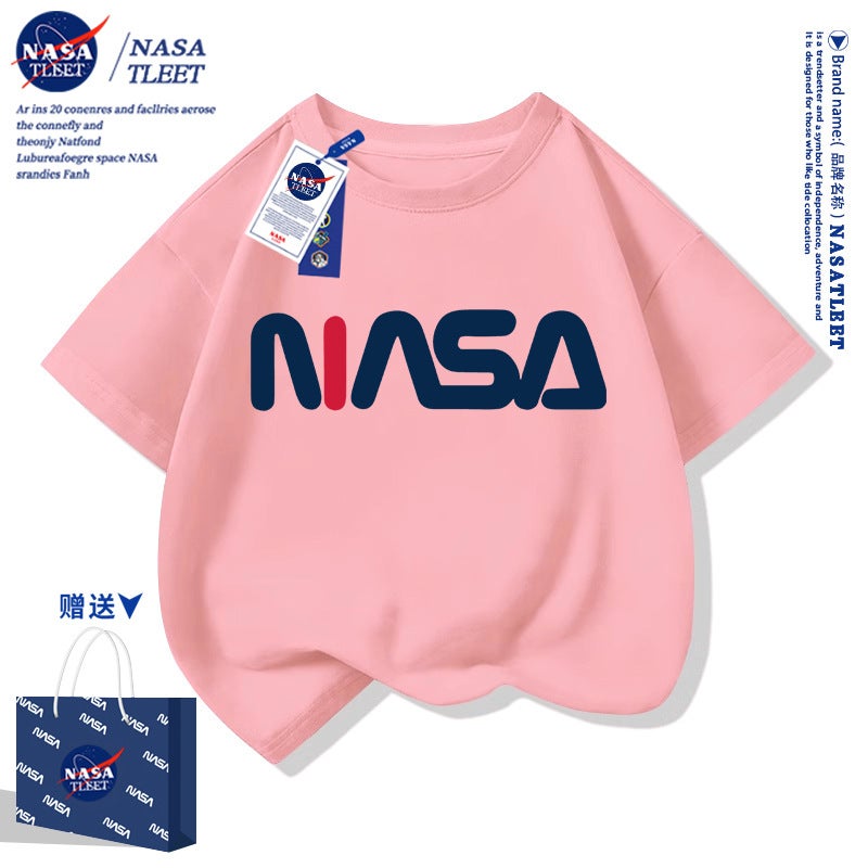 Nasa Co-Branded 2025 Kidsren's Short-Sleeved T-Shirts for Boys and Girls, Casual Trendy Cool Cotton Summer Casual Tops for Small and Medium-Sized Kidsren - Image 4