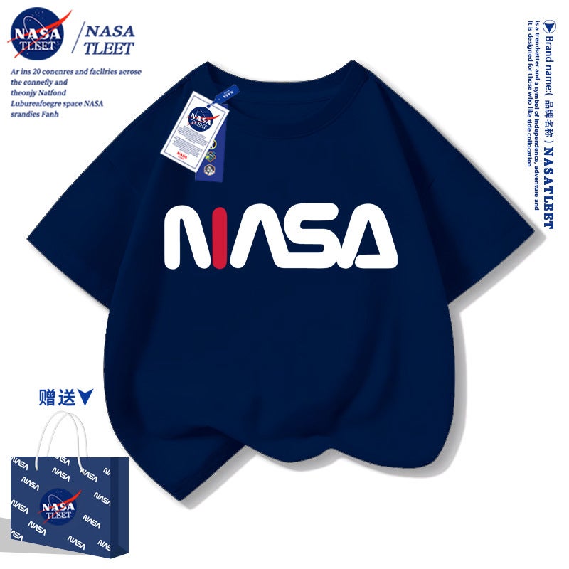 Nasa Co-Branded 2025 Kidsren's Short-Sleeved T-Shirts for Boys and Girls, Casual Trendy Cool Cotton Summer Casual Tops for Small and Medium-Sized Kidsren - Image 3