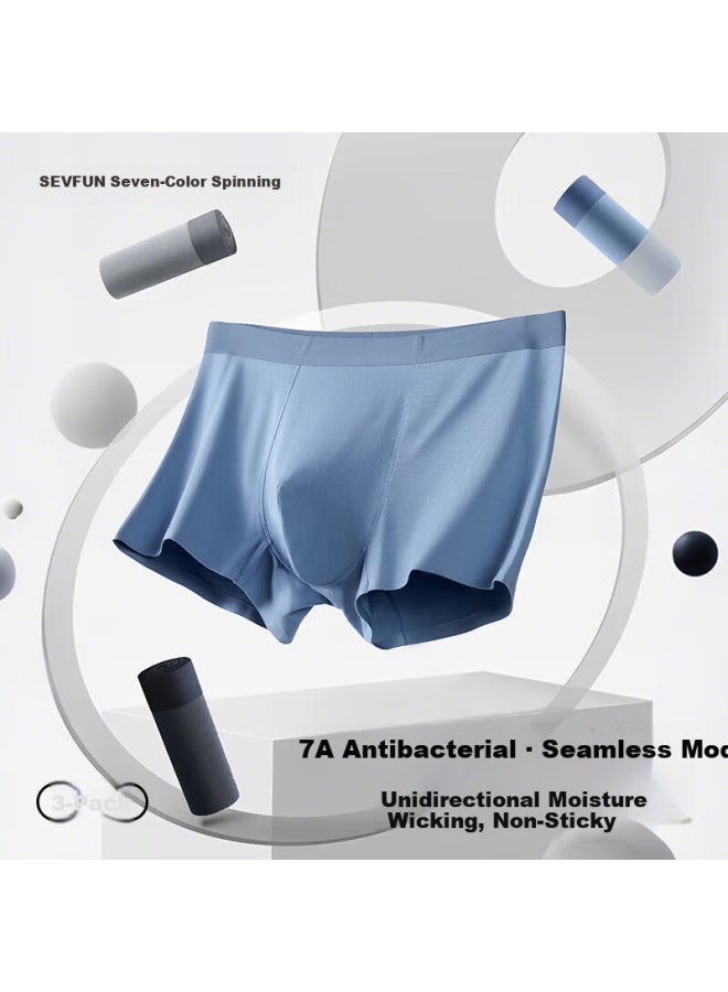 Sevfun Seven Color Spinning Modal Men's 7a Antibacterial Seamless Boxer Briefs Cotton Crotch Breathable Ice Silk 3-pack - Image 1