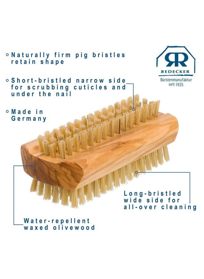 REDECKER Natural Pig Bristle Nail Brush With Waxed Olive Wood Handle, 3-3/4-Inches  - Image 5