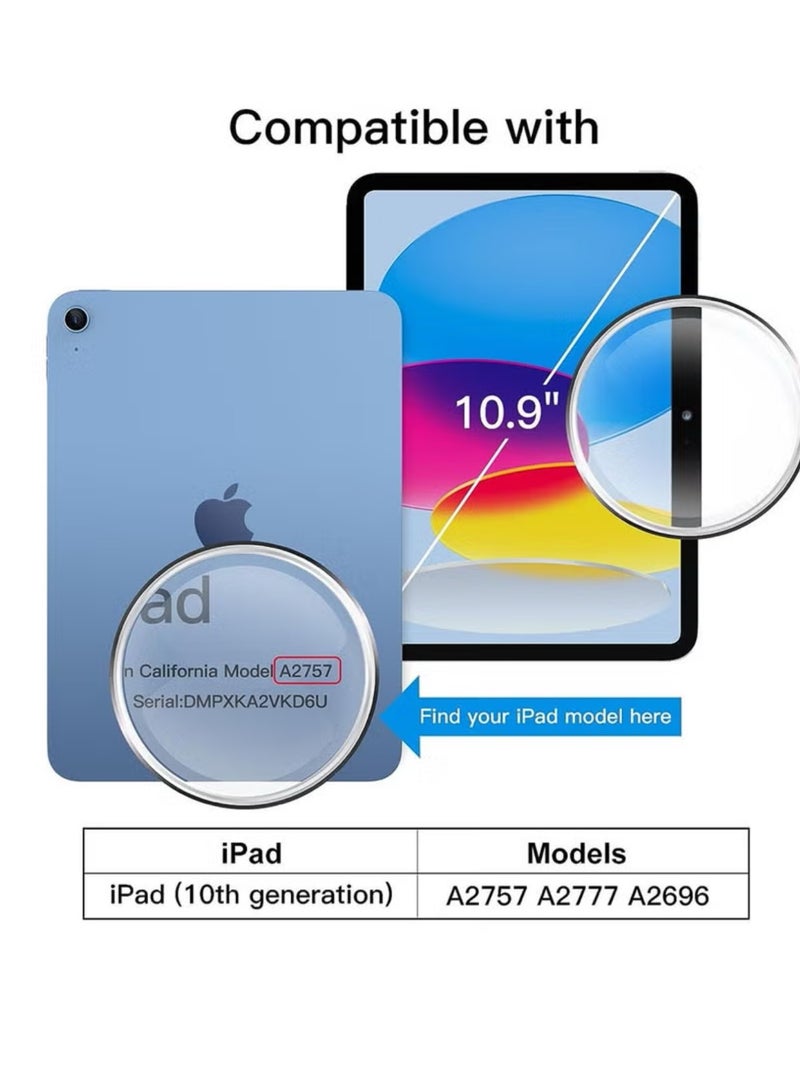 Case for iPad 10th Generation 10.9 Inch 2022 Built-in Pencil Holder Flexible Back Cover, Trifold Stand, Auto Sleep Wake Rebound Series Clear / Blue - Image 3