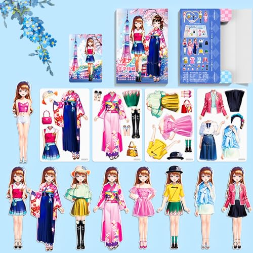 Daniel Axel Magnetic Dress Up Paper DollMagnet Princess Dress Up Dolls for Girls Ages 47 KidsTravel Activities Road Trip Car Ride Interactive Learning Created Imagine Set Birthday Gift H Set - Image 1