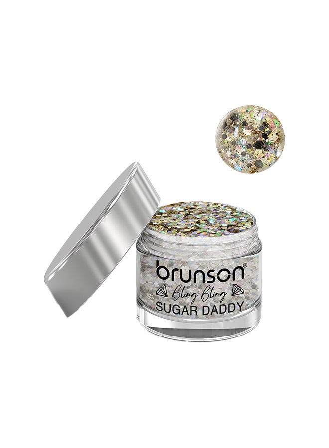 brunson Acrylic Nail Powder DIP And Buff System, Sugar Daddy Glittered 30ml BOH007