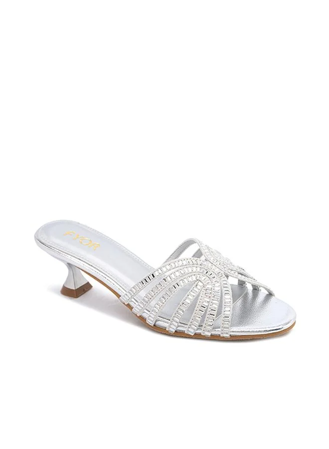فايور Crystal-Embellished Kitten Heel Sandal MY 402