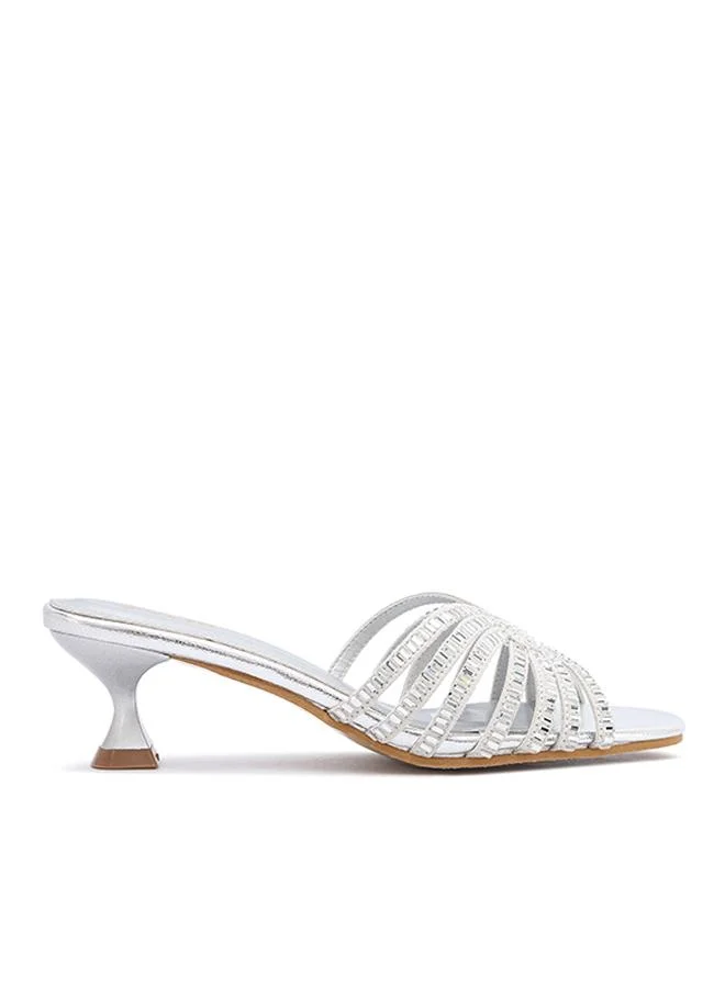 فايور Crystal-Embellished Kitten Heel Sandal MY 402