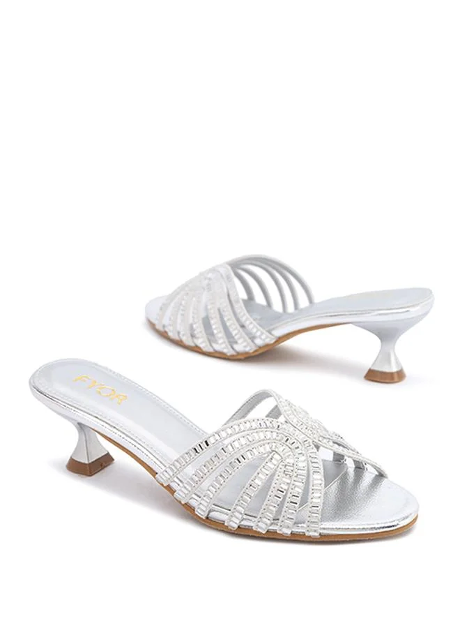 FYOR  Crystal-Embellished Kitten Heel Sandal MY 402 for Women | Best Price UAE