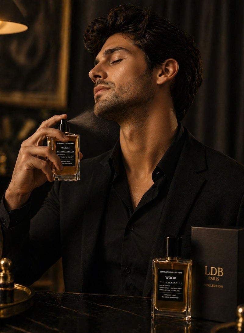 Linea De Bella LDB Collection Wood Eau De Parfum 85ml for Men Long Lasting Bergamot Mint Tea Woody Amberwood Perfume - Image 3