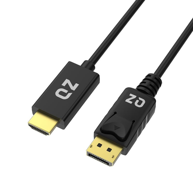 QZ Displayport to HDMI Cable, DP to HDMI Cable, Unidirectional, DisplayPort 1.4, HDMI2.0, 4K 60Hz, Black, 1.8 Meter - Image 1
