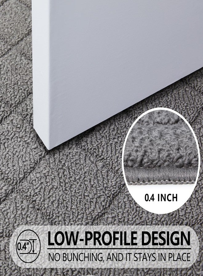 REFETONE Indoor Doormat, Front Back Door Mat 24"x36" Rubber Backing Non Slip Mats, Absorbent Washable Entrance Doormat for Entryway, Resist Dirt Low-Profile Inside Floor Mat for Muddy Shoes Light Grey - Image 3