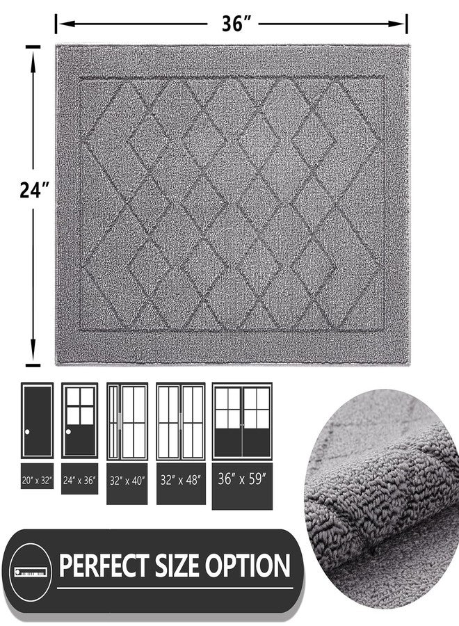 REFETONE Indoor Doormat, Front Back Door Mat 24"x36" Rubber Backing Non Slip Mats, Absorbent Washable Entrance Doormat for Entryway, Resist Dirt Low-Profile Inside Floor Mat for Muddy Shoes Light Grey - Image 5