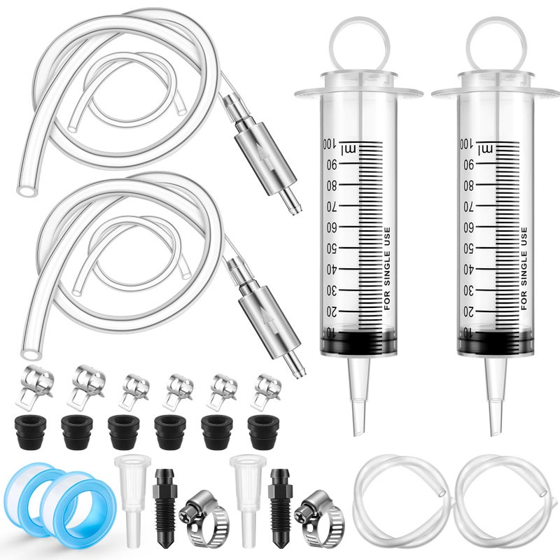 Meonum 2 Pack Brake Bleeder Kit Hydraulic Disc Clutch Bleeding Kit 100ML 50cm Hose Oil FluidBrake Bleeder Hose with One Way Check Valve for Hydraulic System Bleeding Quads System Repair Maintenance - Image 3