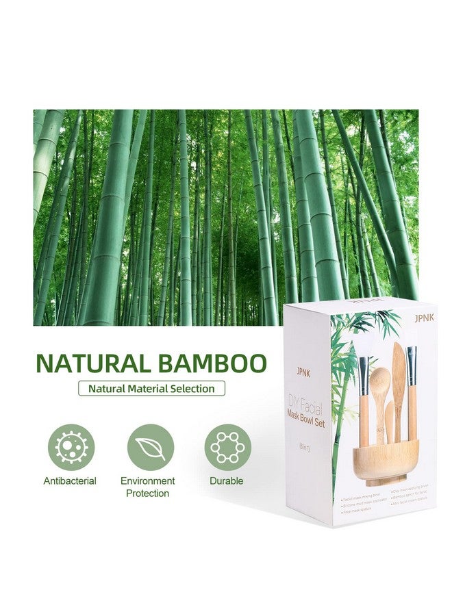 JPNK Pnk Facial Mask Set Bamboo New Diy 6Pack Diy Clay Mask Mixing Kit With Brushes And Bowl Mask Tools For Mask - Image 4