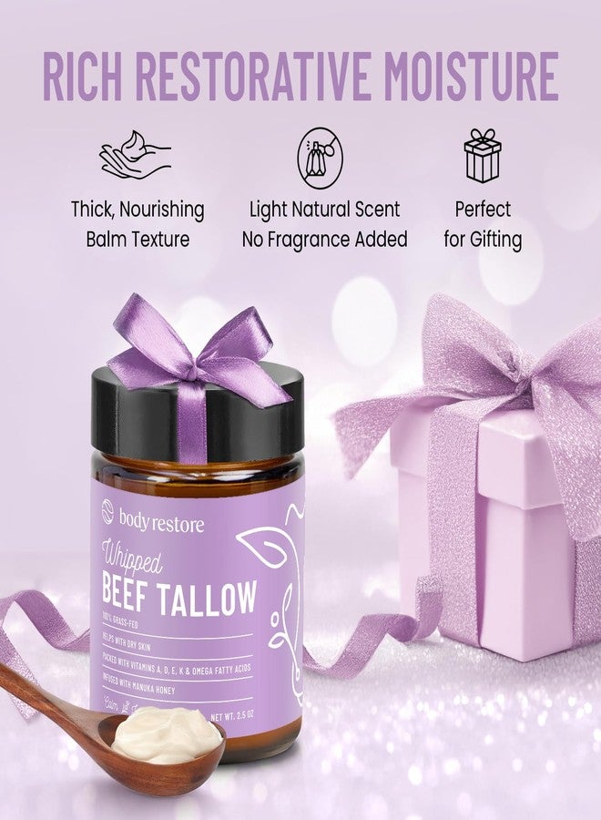 Body Restore Grass Fed Whipped Beef Tallow for Skin, Face, Body, Dry Skin - with Manuka Honey, Jojoba Oil, Birthday Gifts for Women, Men, Travel Essentials, Self Care - Lavender - Image 5