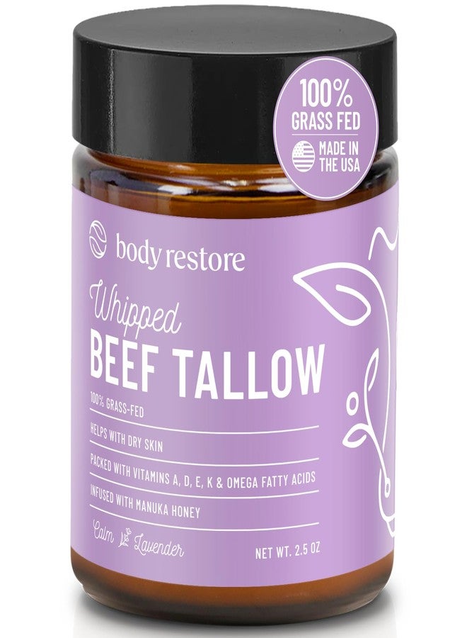 Body Restore Grass Fed Whipped Beef Tallow for Skin, Face, Body, Dry Skin - with Manuka Honey, Jojoba Oil, Birthday Gifts for Women, Men, Travel Essentials, Self Care - Lavender - Image 1