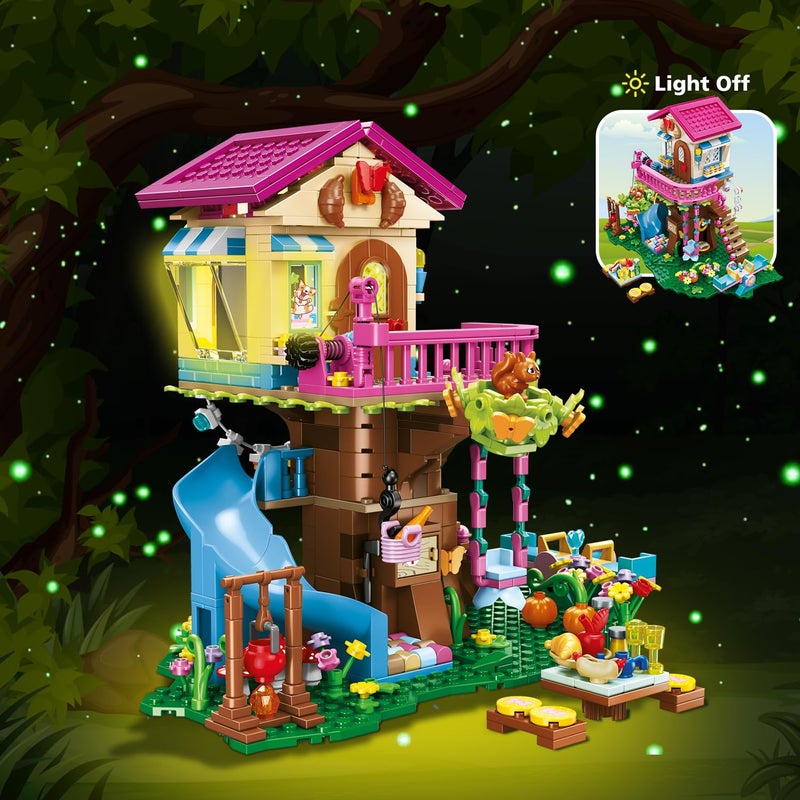 HOGOKIDS Tree House Building Set with LED Light  622pcs Treehouse Building Blocks Toys Forest Up House Toys with Slide Birthday Easter Gifts for Kids Girls Boys Age 8 9 10 11 12 - Image 3