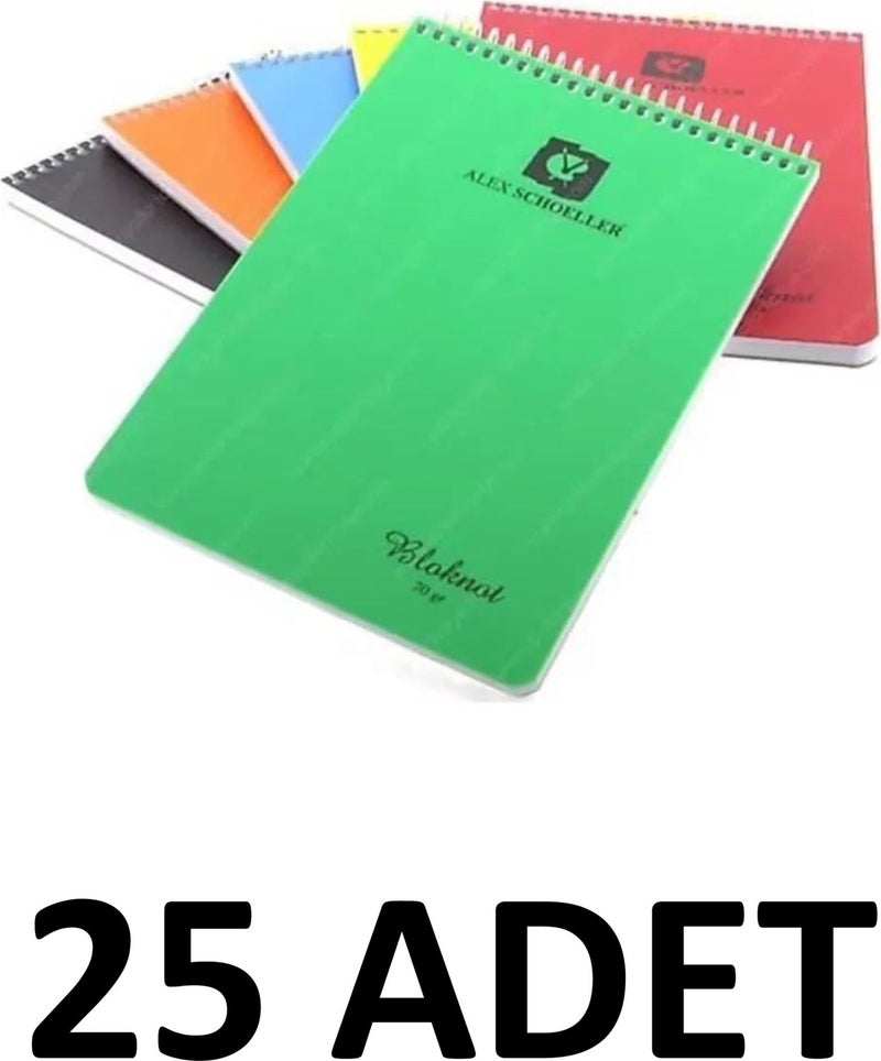 Schoeller Shammer 25 Pieces Top Spiral Notepad A4 80 Sheets Lined Notebook 70 gr - Image 1