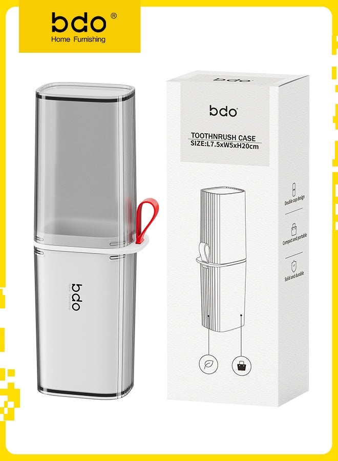 bdo Travel Toothbrush Case, 2 in 1 Dustproof Toothbrush Cover and Rinse Cup, Large Capacity Toothbrush Cup, Portable Storage Container for Business, Camping, School, Trip - Image 1
