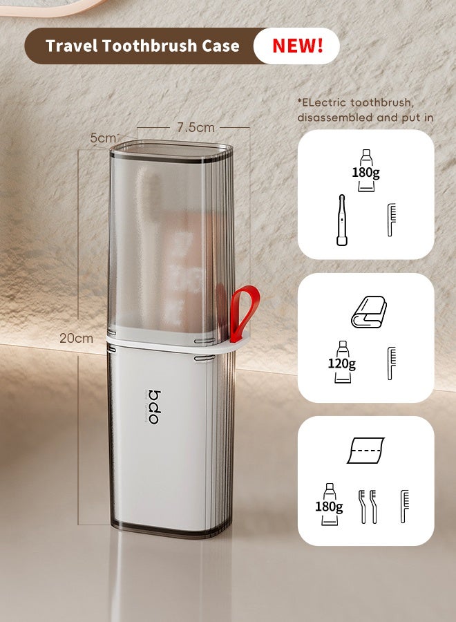 bdo Travel Toothbrush Case, 2 in 1 Dustproof Toothbrush Cover and Rinse Cup, Large Capacity Toothbrush Cup, Portable Storage Container for Business, Camping, School, Trip - Image 2