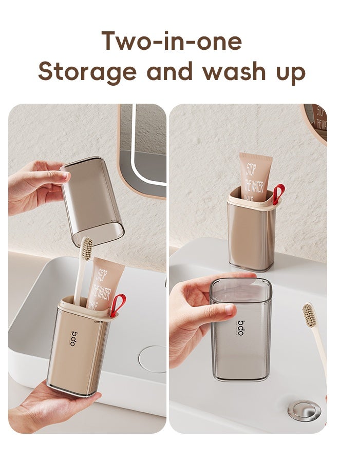 Travel Toothbrush Case, 2 in 1 Dustproof Toothbrush Cover and Rinse Cup, Large Capacity Toothbrush Cup, Portable Storage Container for Business, Camping, School, Trip