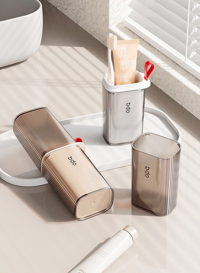 Travel Toothbrush Case, 2 in 1 Dustproof Toothbrush Cover and Rinse Cup, Large Capacity Toothbrush Cup, Portable Storage Container for Business, Camping, School, Trip