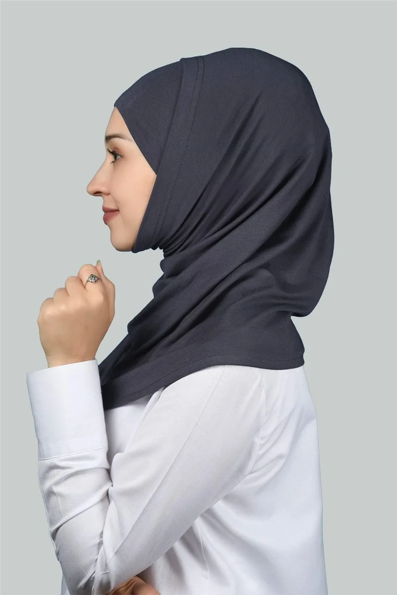 التوبة Double Set Practical Scarf, Ready-made Turban and Hijab Hijab Bonnet - Smoked