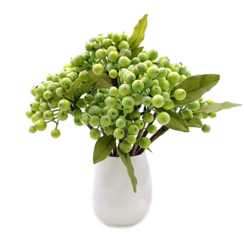 M2cbridge Pack of 6 Green Artificial Berry Stems Christmas Picks Wreath Ornament(Green) - Image 2